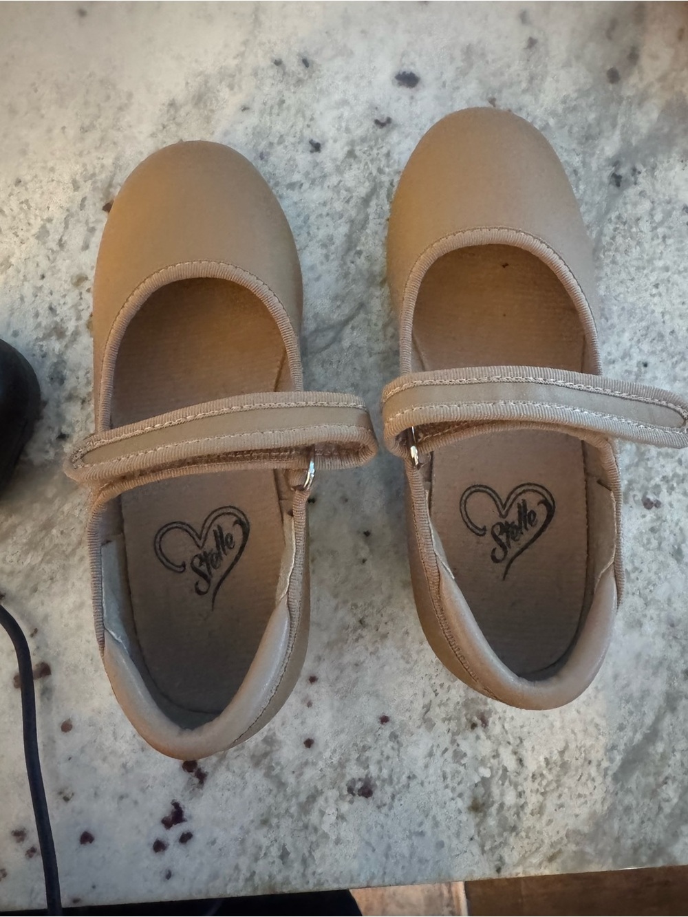 Stellah Girls' Tan Mary Jane Shoes with Hook-and-Loop Strap
